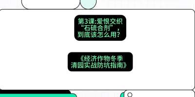 第3节：【核武药剂】爱恨交织的&ldquo;石硫合剂&rdquo;，到底该怎么用？，课程：《经济作物冬季清园&middot;实战防坑指南》#识农AI