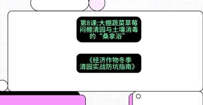 第8节：【大棚蔬菜草莓】闷棚清园与土壤消毒的&ldquo;桑拿浴&rdquo;，课程：《经济作物冬季清园&middot;实战防坑指南》#识农AI